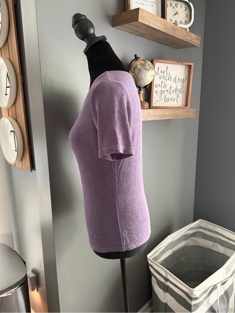 Ninety Petite Dusty Lavender Knit Top Size Medium - Picture 3 of 6